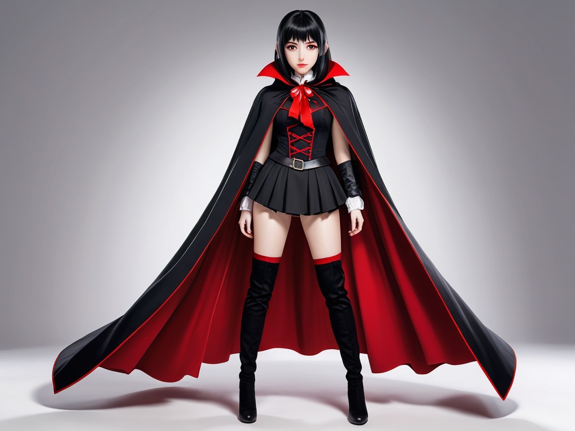 Striking Character in Black and Red Costume