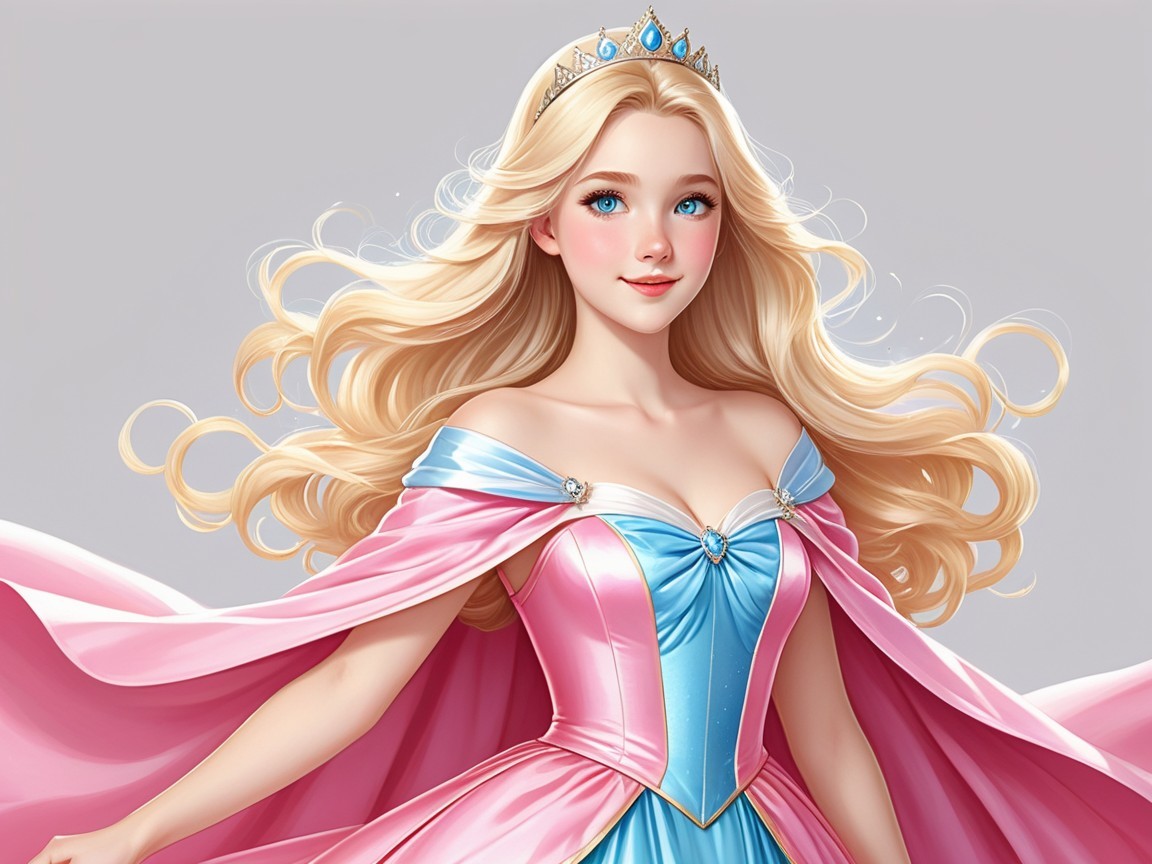 Princess in Elegant Gown with Tiara and Soft Background