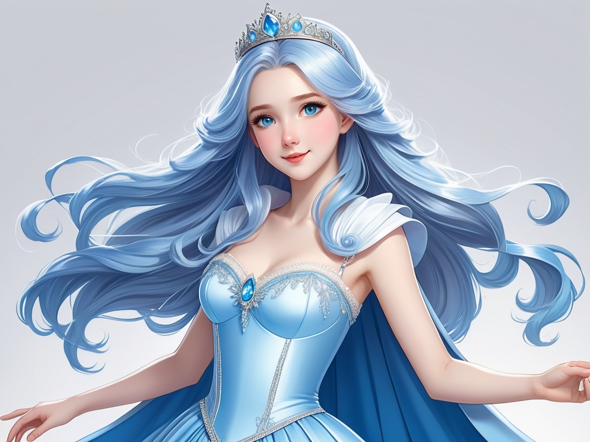 Elegant character with silver-blue hair and gown