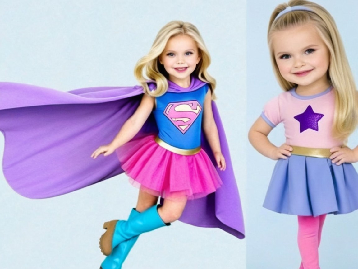 Young Girls in Colorful Costumes and Playful Poses