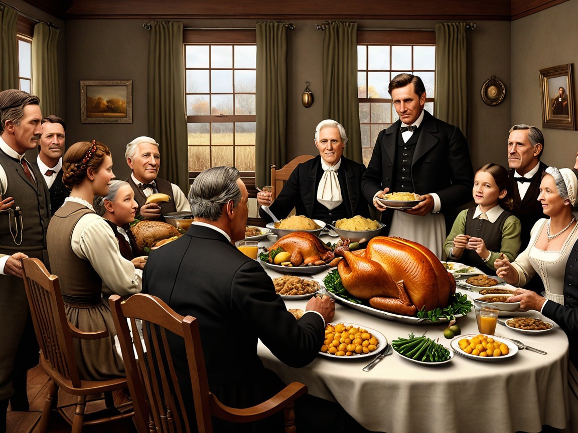 Thanksgiving Feast at a Rustic Gathering Table