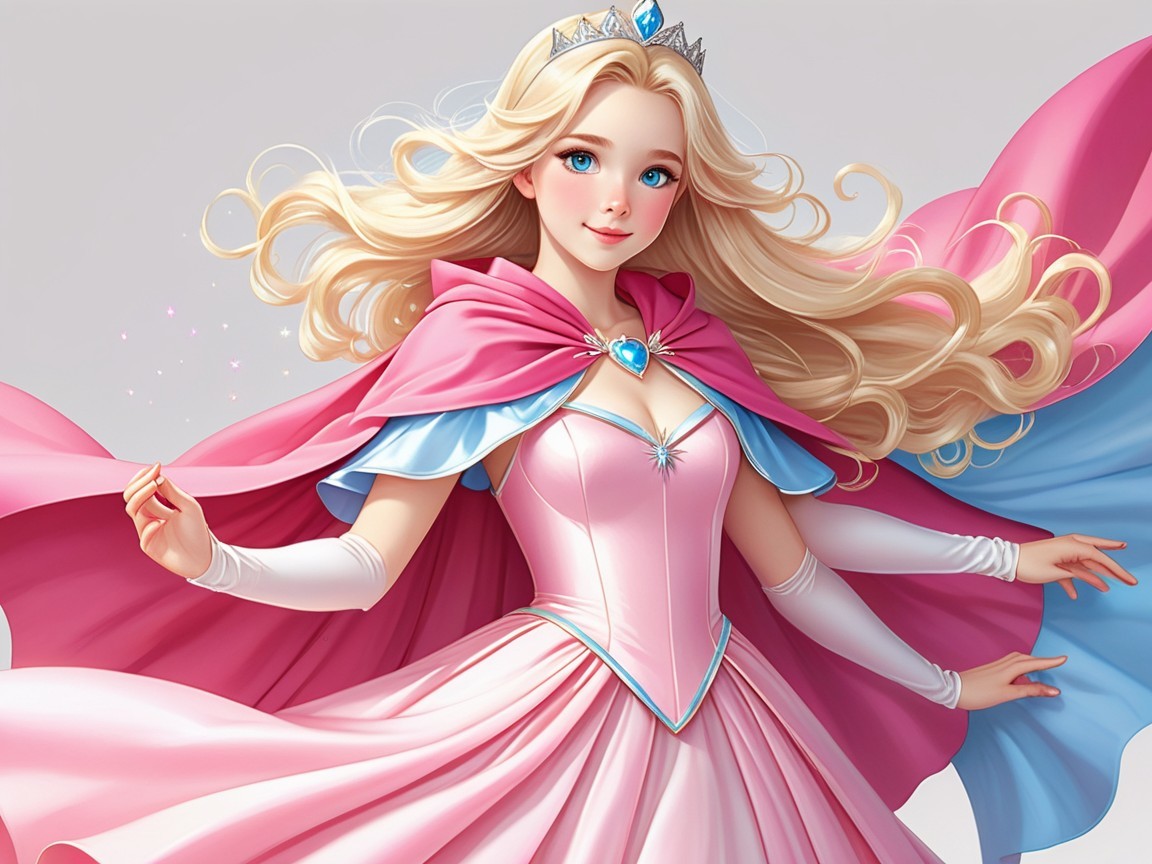 Character Description: Blonde Hair in Pink Gown