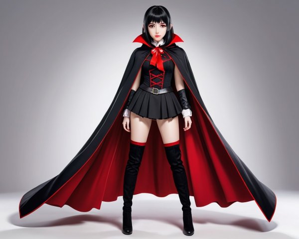 Striking Character in Black and Red Costume