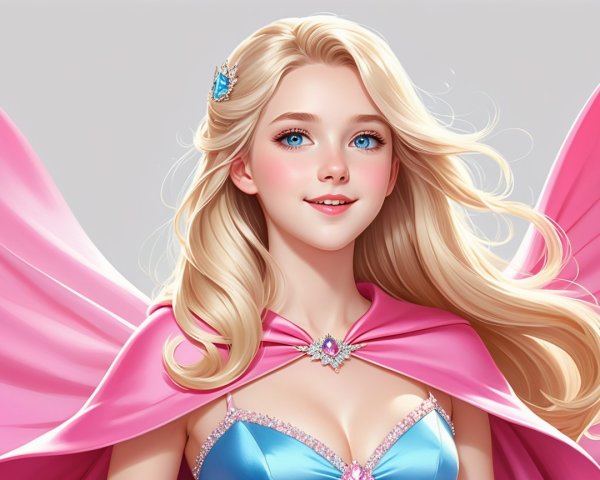 Charming Fairy with Blonde Hair and Blue Outfit