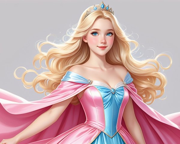 Princess in Elegant Gown with Tiara and Soft Background