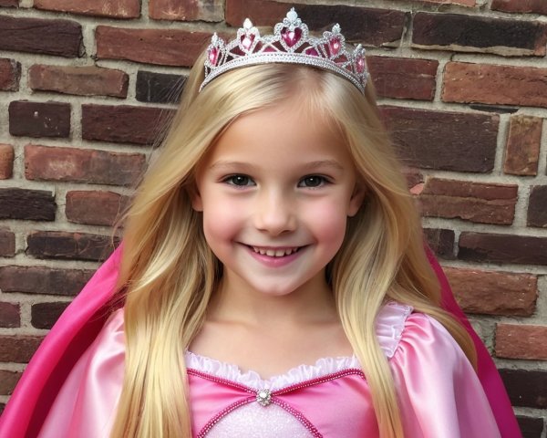 Young girl in pink princess costume with tiara
