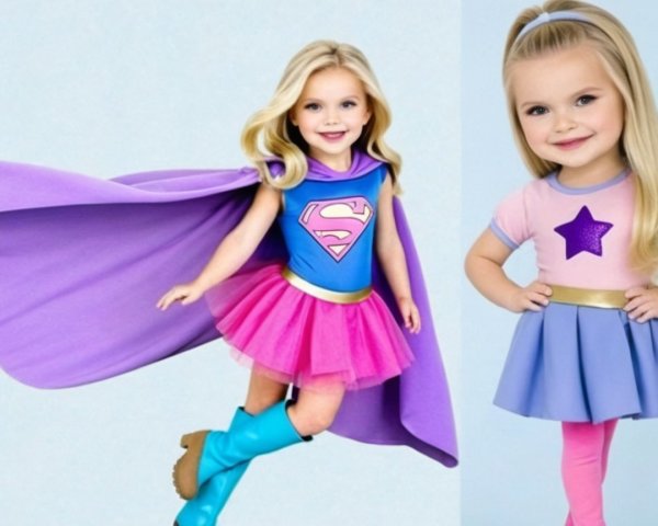 Young Girls in Colorful Costumes and Playful Poses