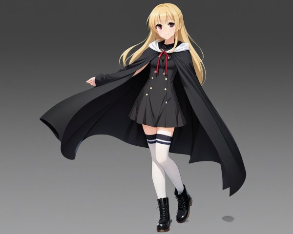 Stylish Anime Character in Elegant Dark Outfit