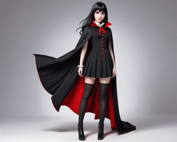 Gothic-Inspired Outfit with Black and Red Elements