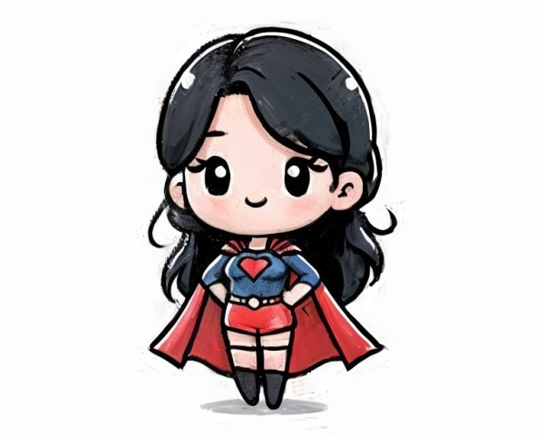 Cartoon Character of a Confident Superhero Girl