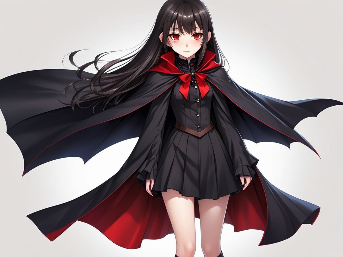 Mysterious Anime Character in Dark Outfit and Cape