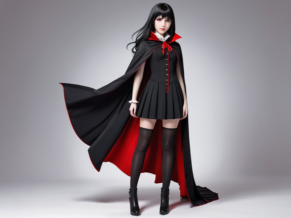 Gothic-Inspired Outfit with Black and Red Elements