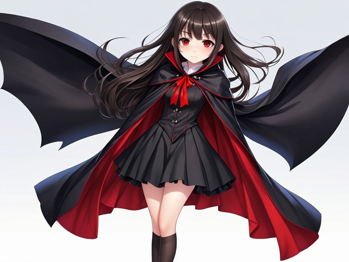 Young Girl in Striking Vampire-Themed Outfit