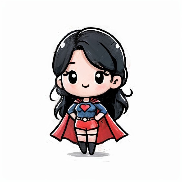 Cartoon Character of a Confident Superhero Girl