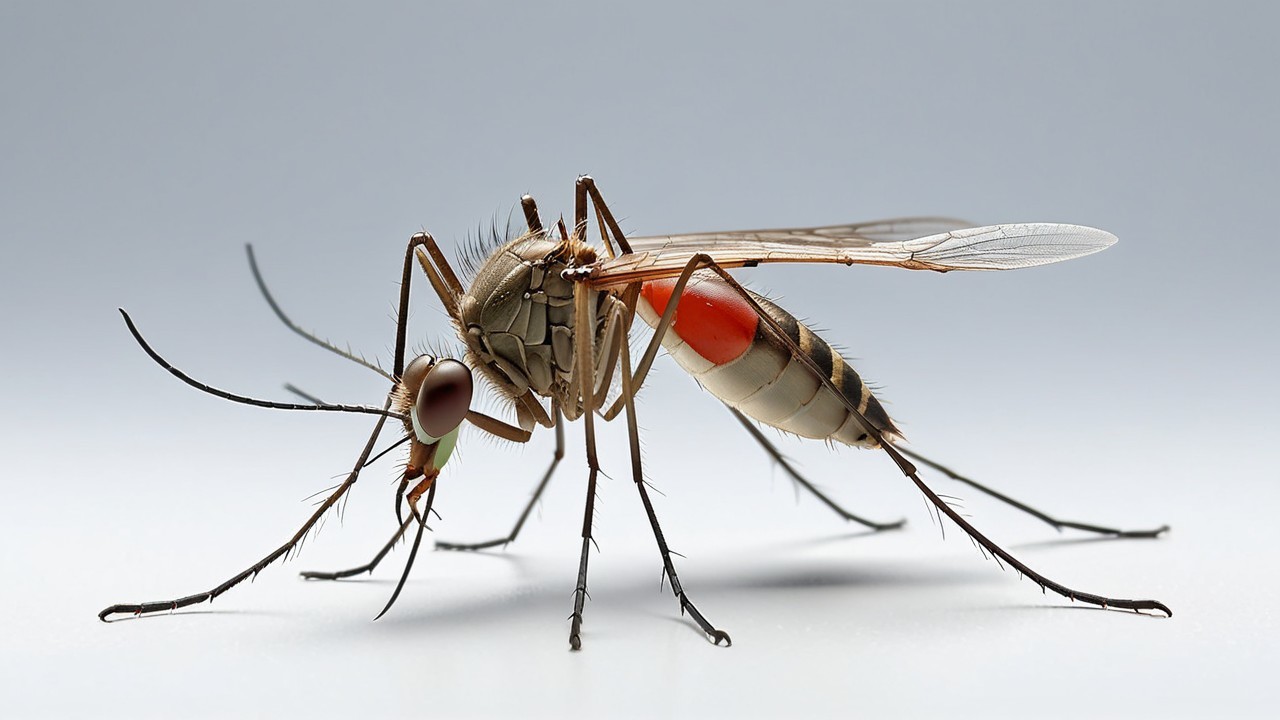 Close-up of a detailed mosquito showcasing body structure