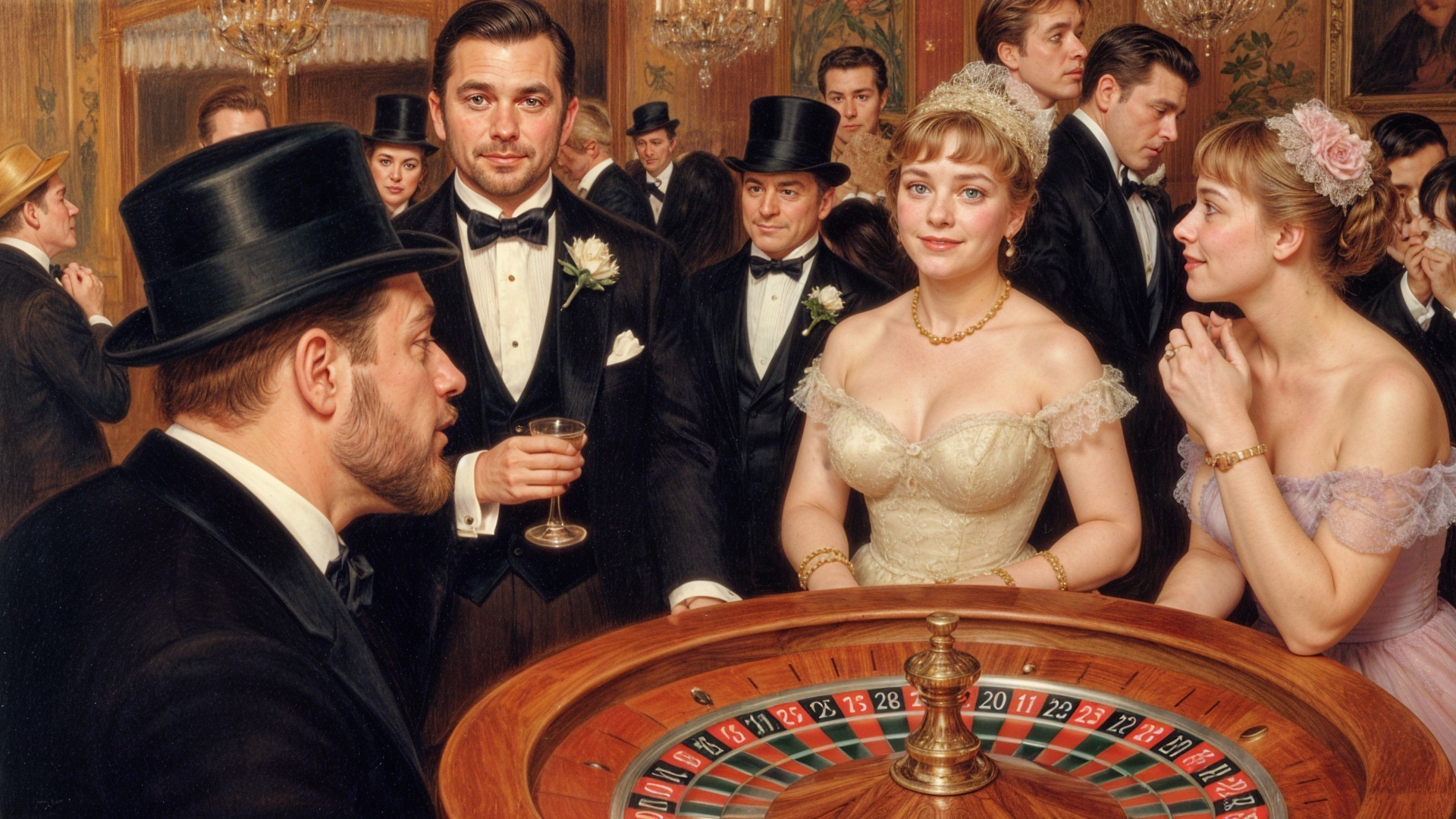 Glamorous Casino Scene with Roulette Game and Elegance