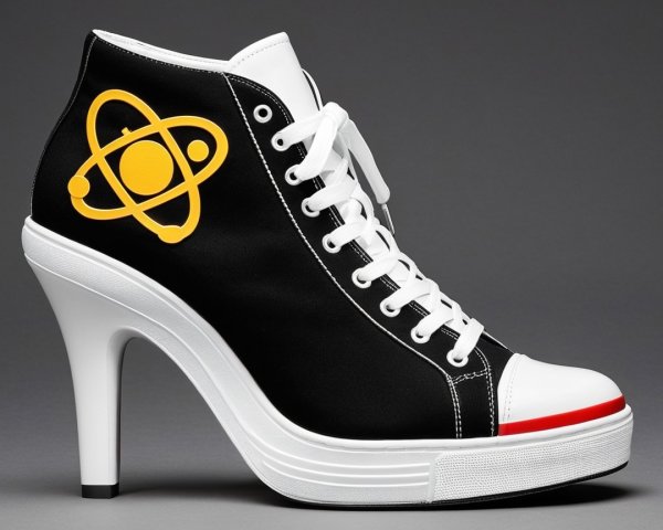 High-Top Sneaker with Stiletto Heel and Atomic Design