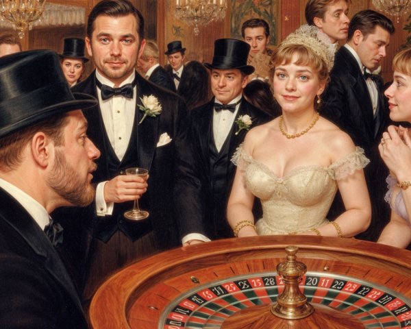 Glamorous Casino Scene with Roulette Game and Elegance