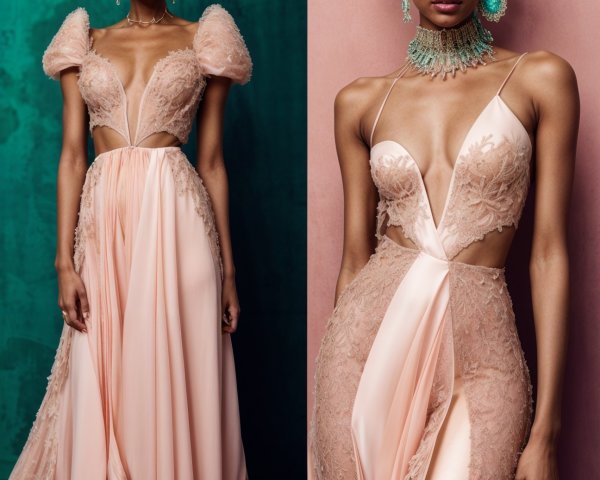 Elegant Evening Gowns in Soft Peach Tones