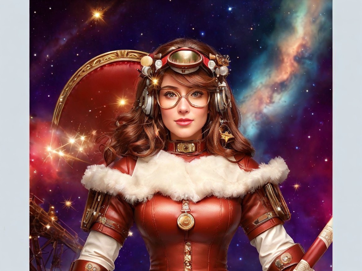 Close-Up of a Young Woman in Steampunk Attire