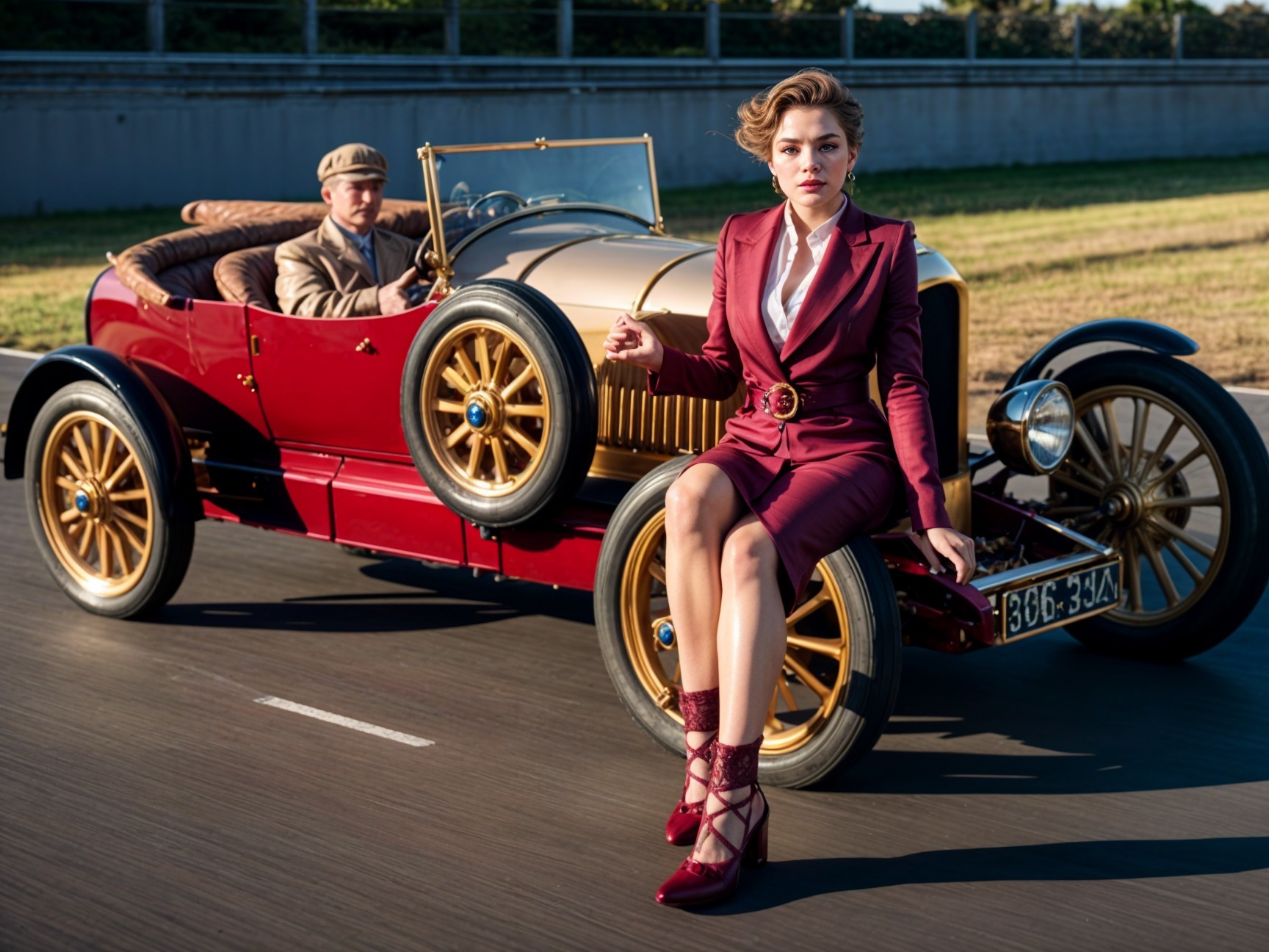 Vintage Car with Elegant Design and Stylish Passengers