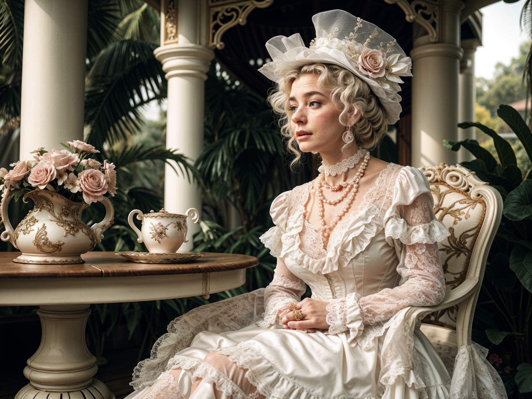 Elegant Vintage Gown and Sophisticated Table Setting