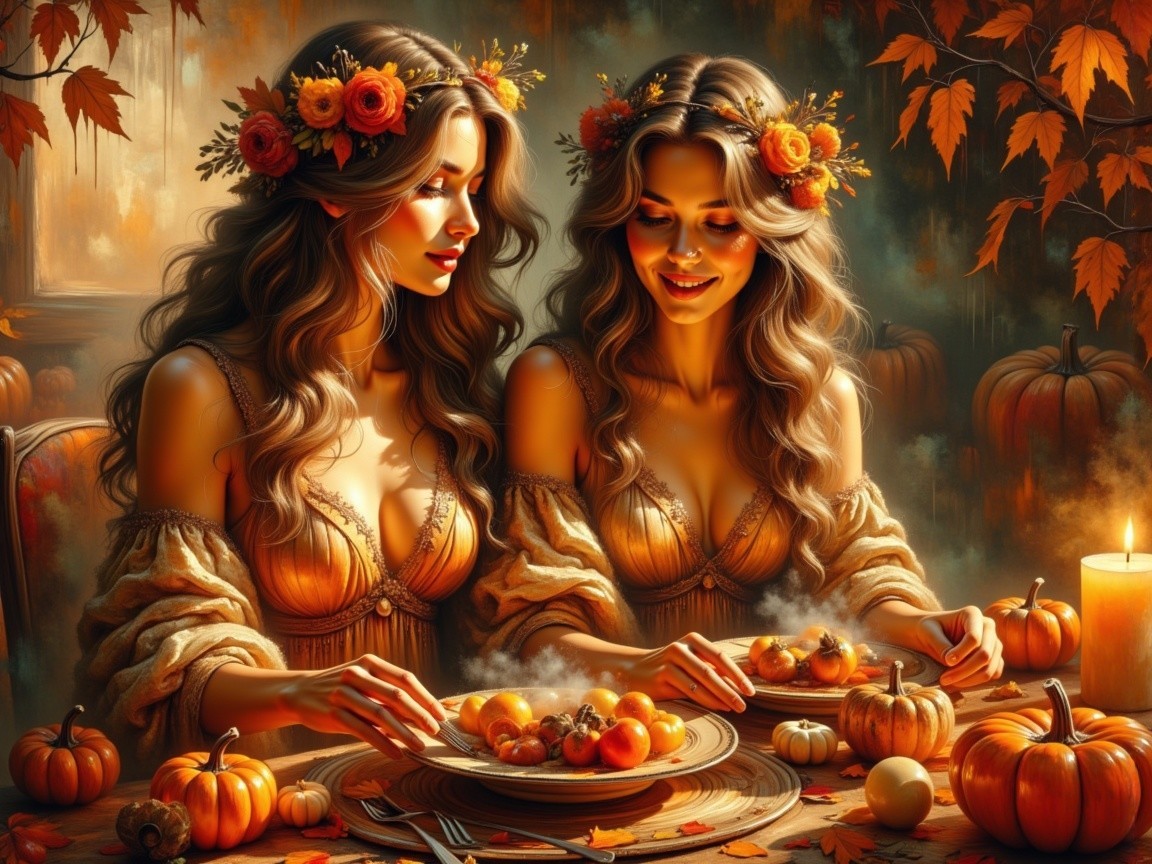 Autumn Gathering with Women at Festive Table Decor