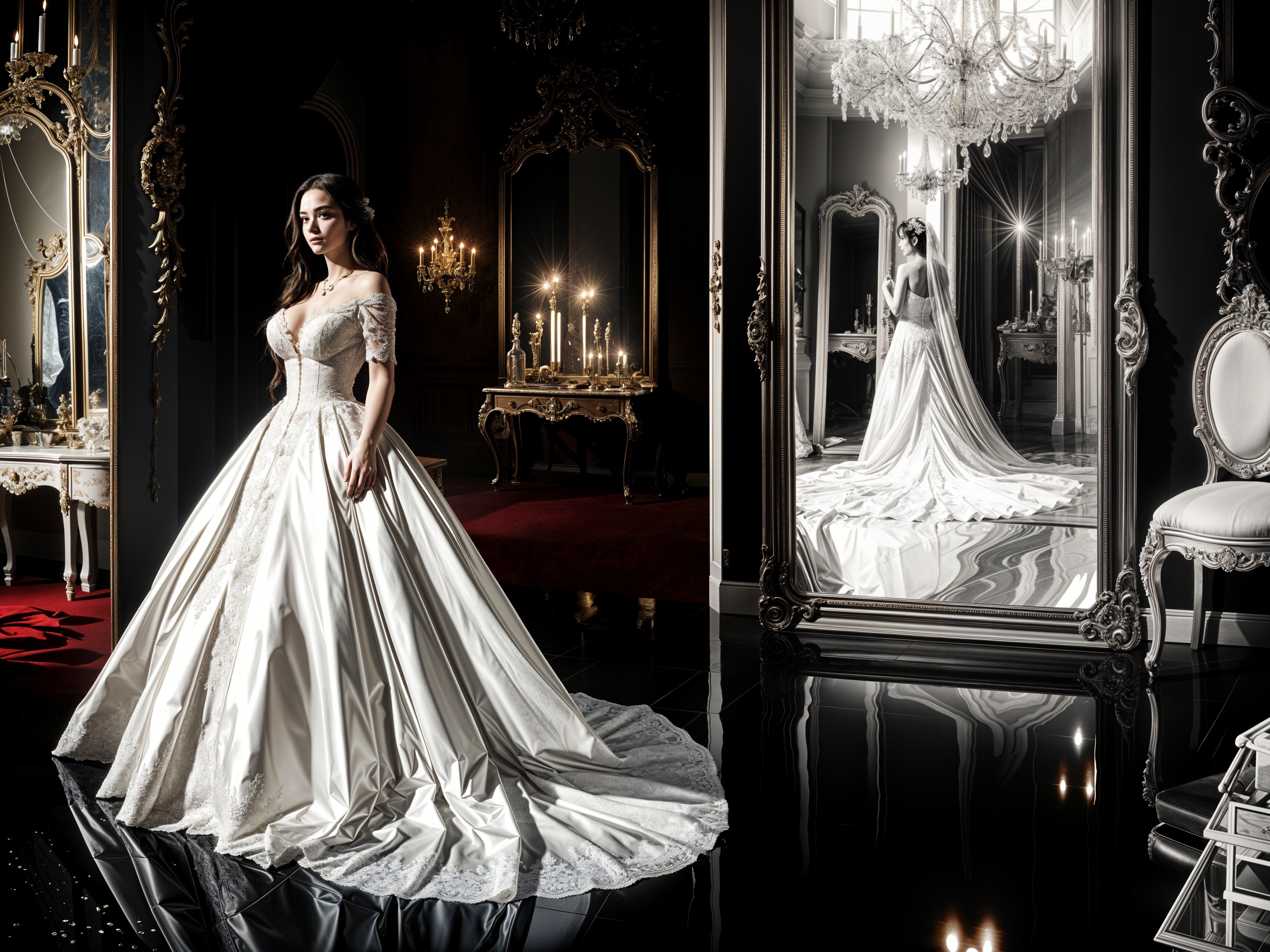 Bride in Off-White Gown in Luxurious Room Setting