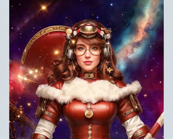 Close-Up of a Young Woman in Steampunk Attire