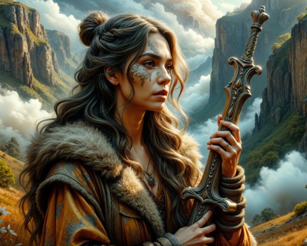 Mystical Woman in Enchanted Mountain Valley