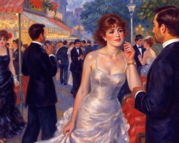 Early 20th Century Outdoor Soirée with Elegant Attire