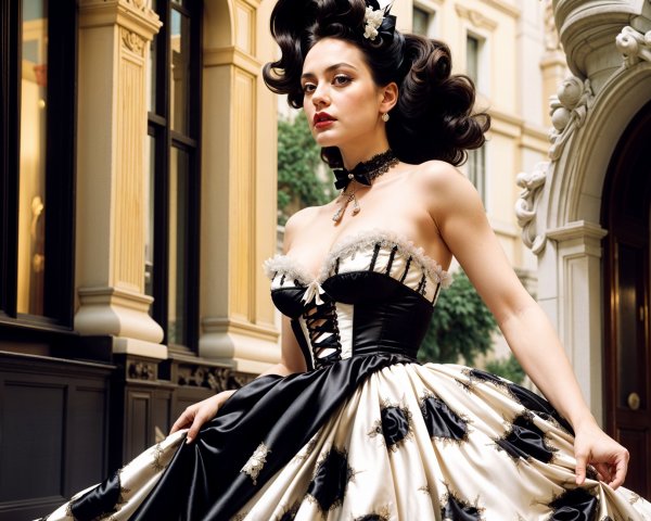 Vintage-Inspired Gown with Elegant Urban Backdrop