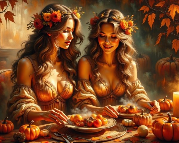Autumn Gathering with Women at Festive Table Decor