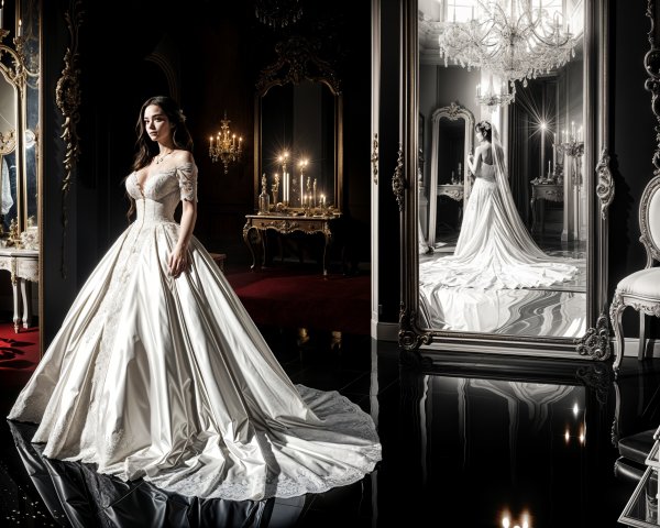 Bride in Off-White Gown in Luxurious Room Setting