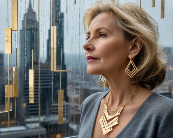 Medium Shot of Woman with Blonde Hair at Window