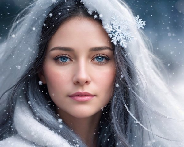 Fantasy Portrait of Young Woman in Snowy Setting