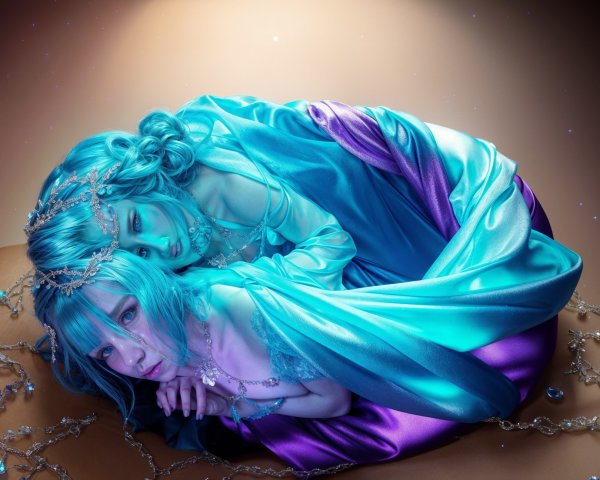 Ethereal Figures in Vibrant Fabrics and Soft Glow