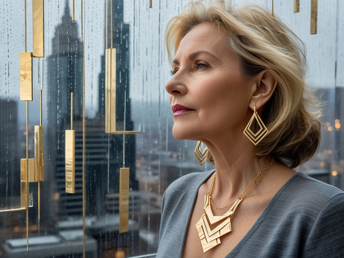 Medium Shot of Woman with Blonde Hair at Window