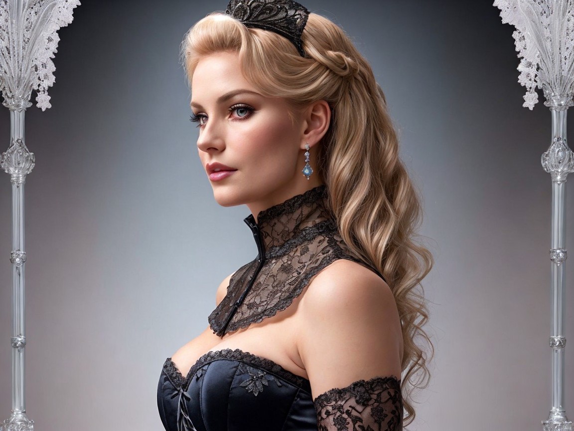 Portrait of a Woman in Vintage Glamorous Outfit