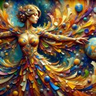 Colorful Stained Glass Dress with Steampunk Elements