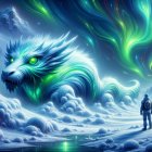 Frozen Ice Dragon in Mystical Icy Cavern