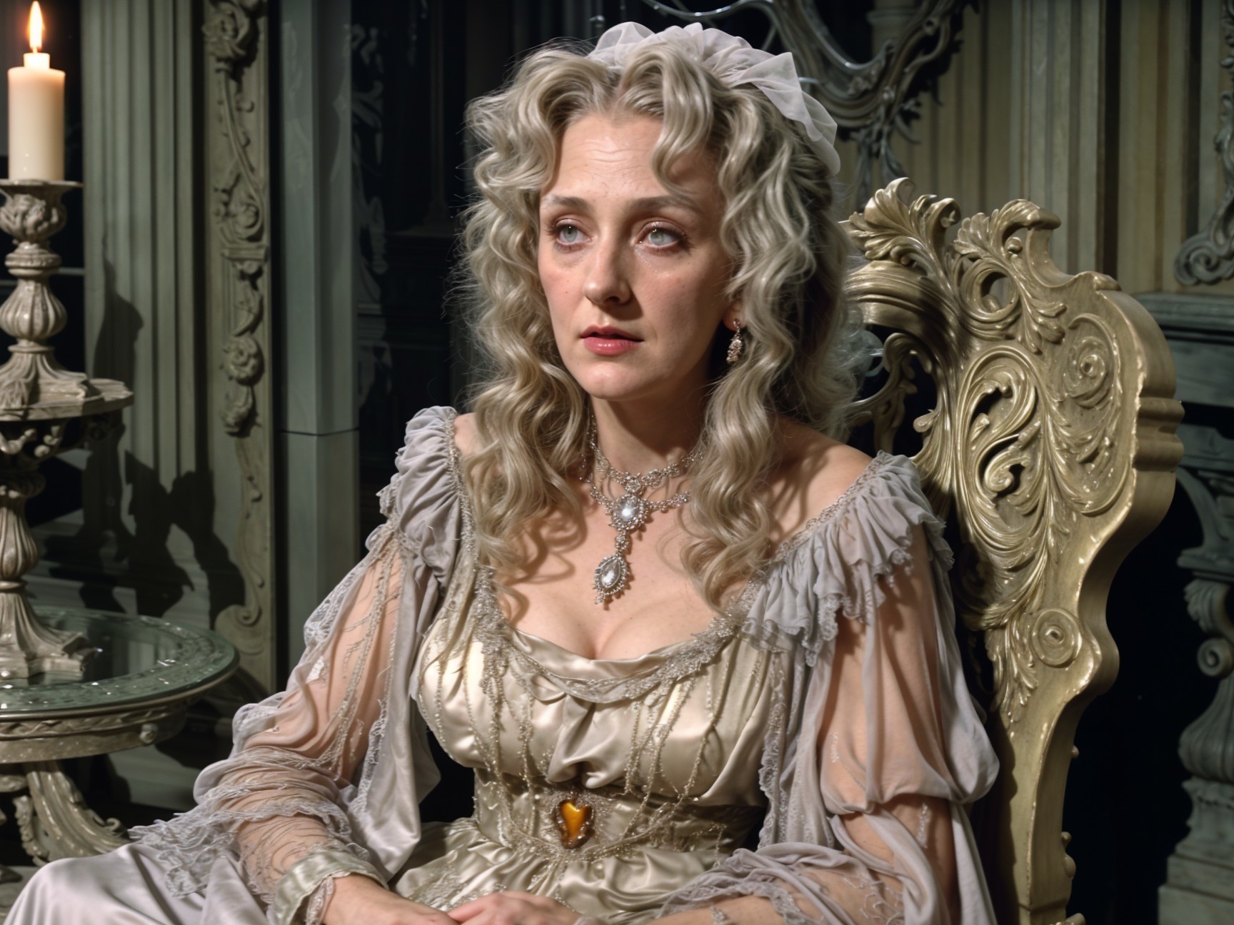 Elegant Woman in Vintage Setting with Candlelight