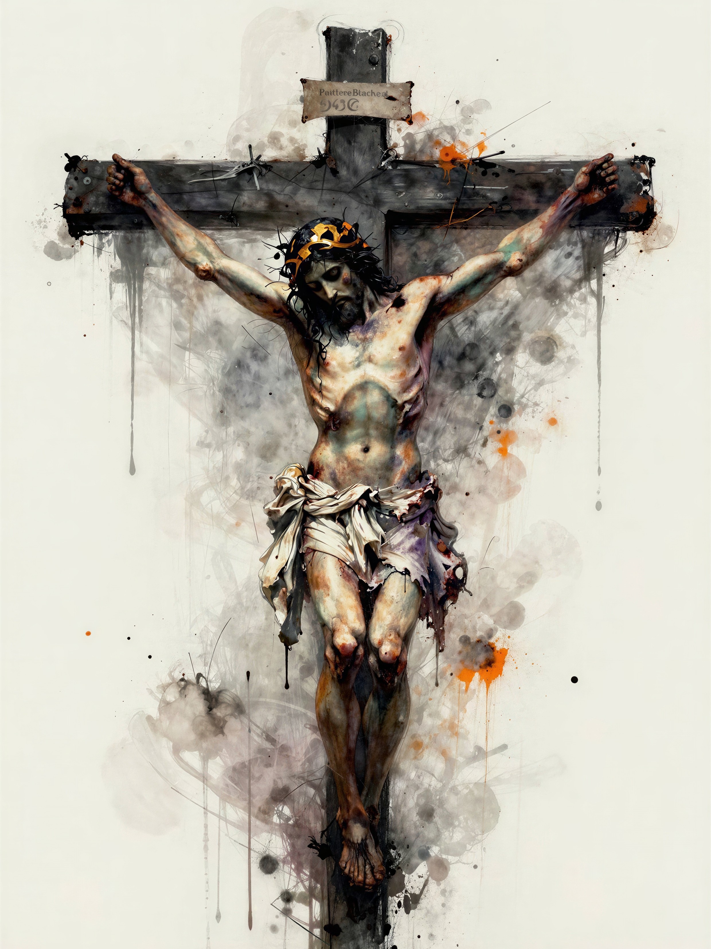 Digital Painting of Jesus on the Cross in Watercolor