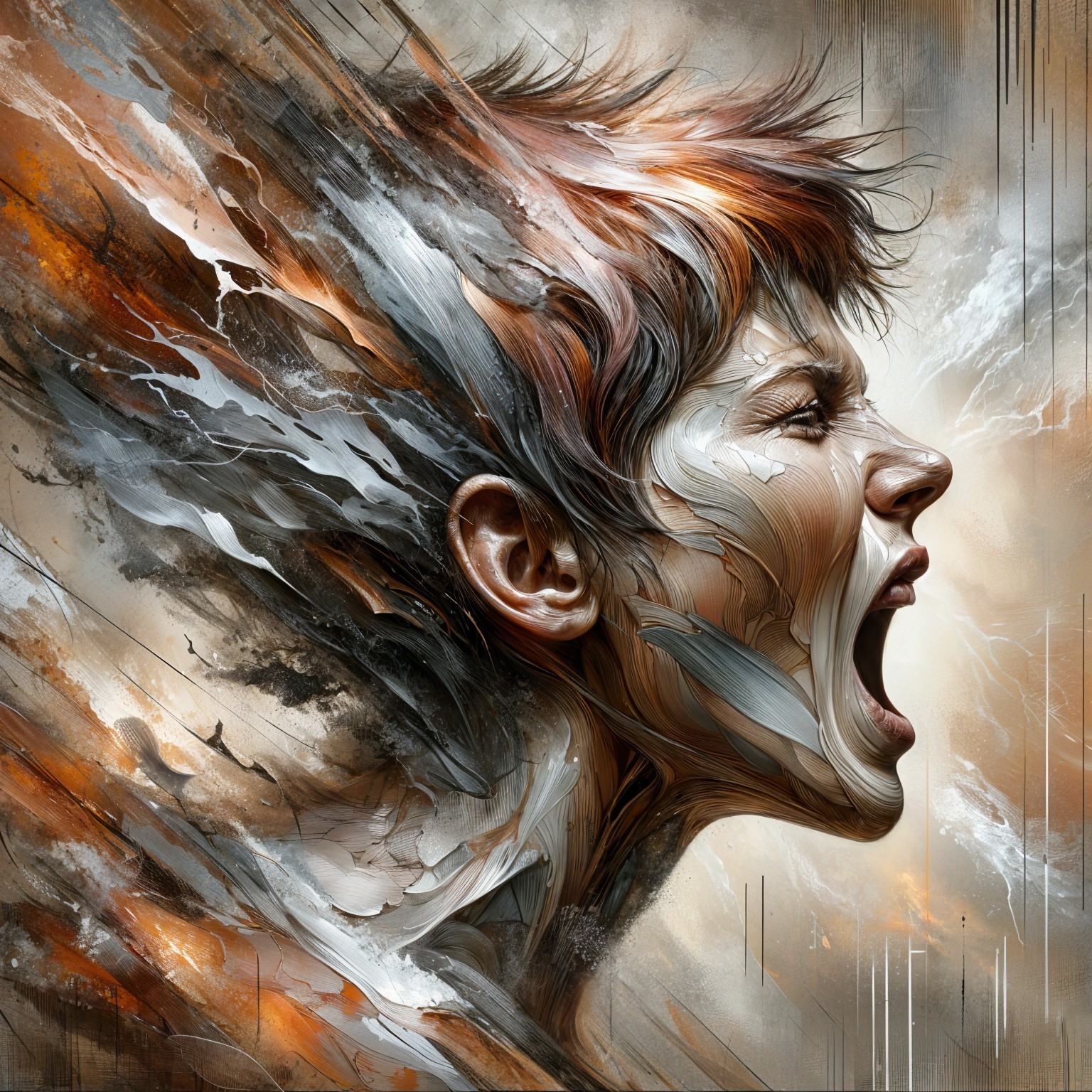 Abstract Profile of an Emotional Figure in Motion