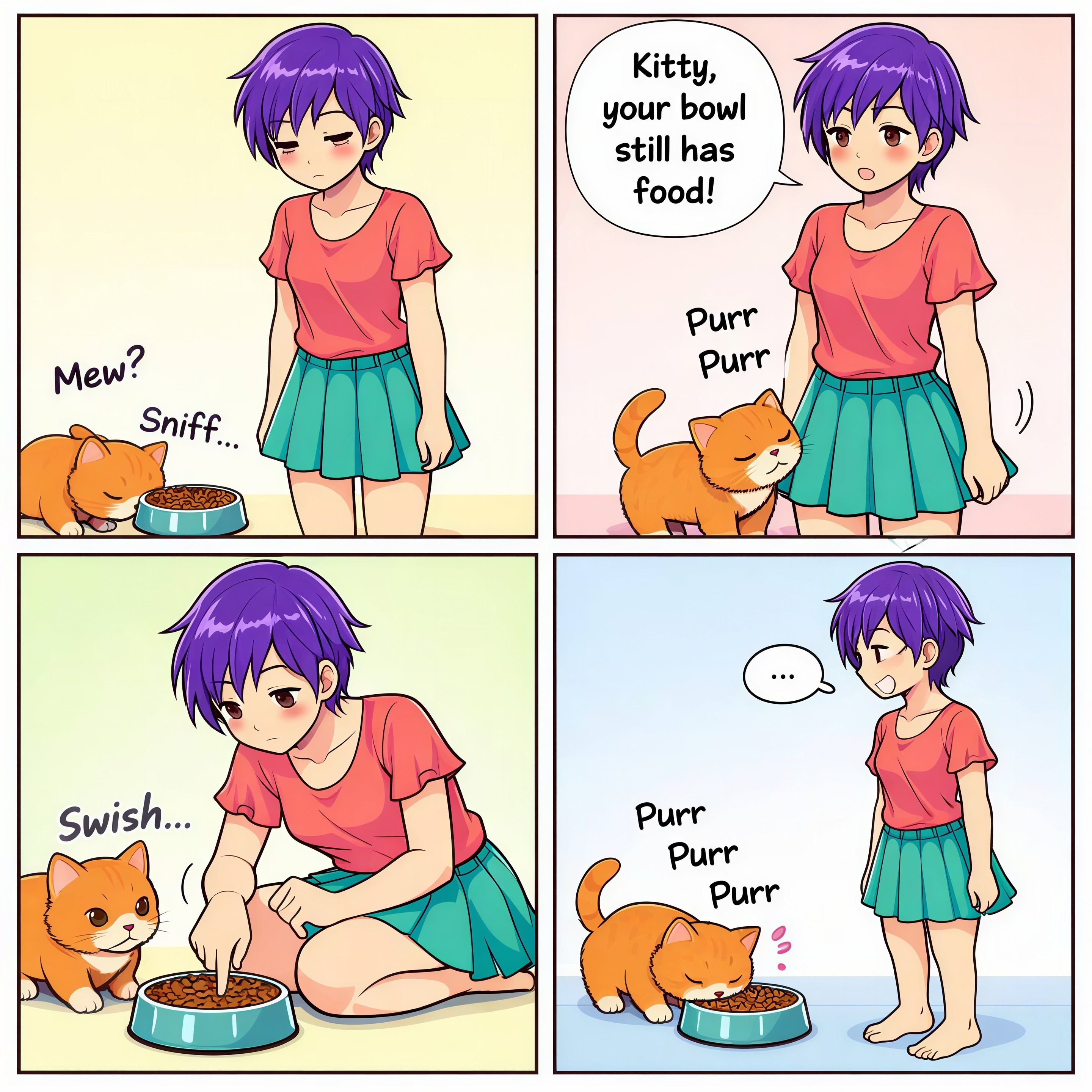 Webcomic Strip Featuring Girl and Orange Cat Interaction