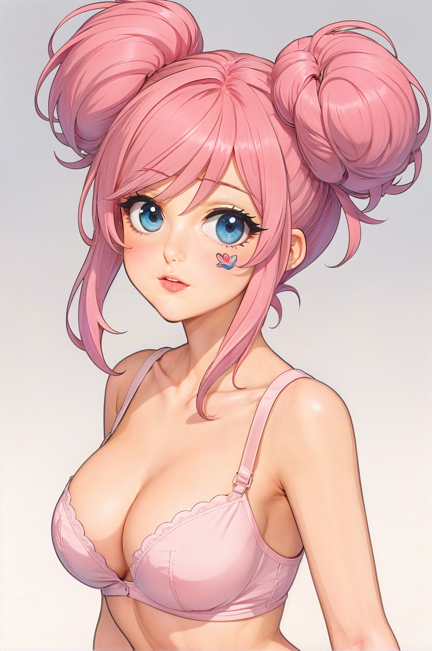 Young woman with pink hair and heart tattoo
