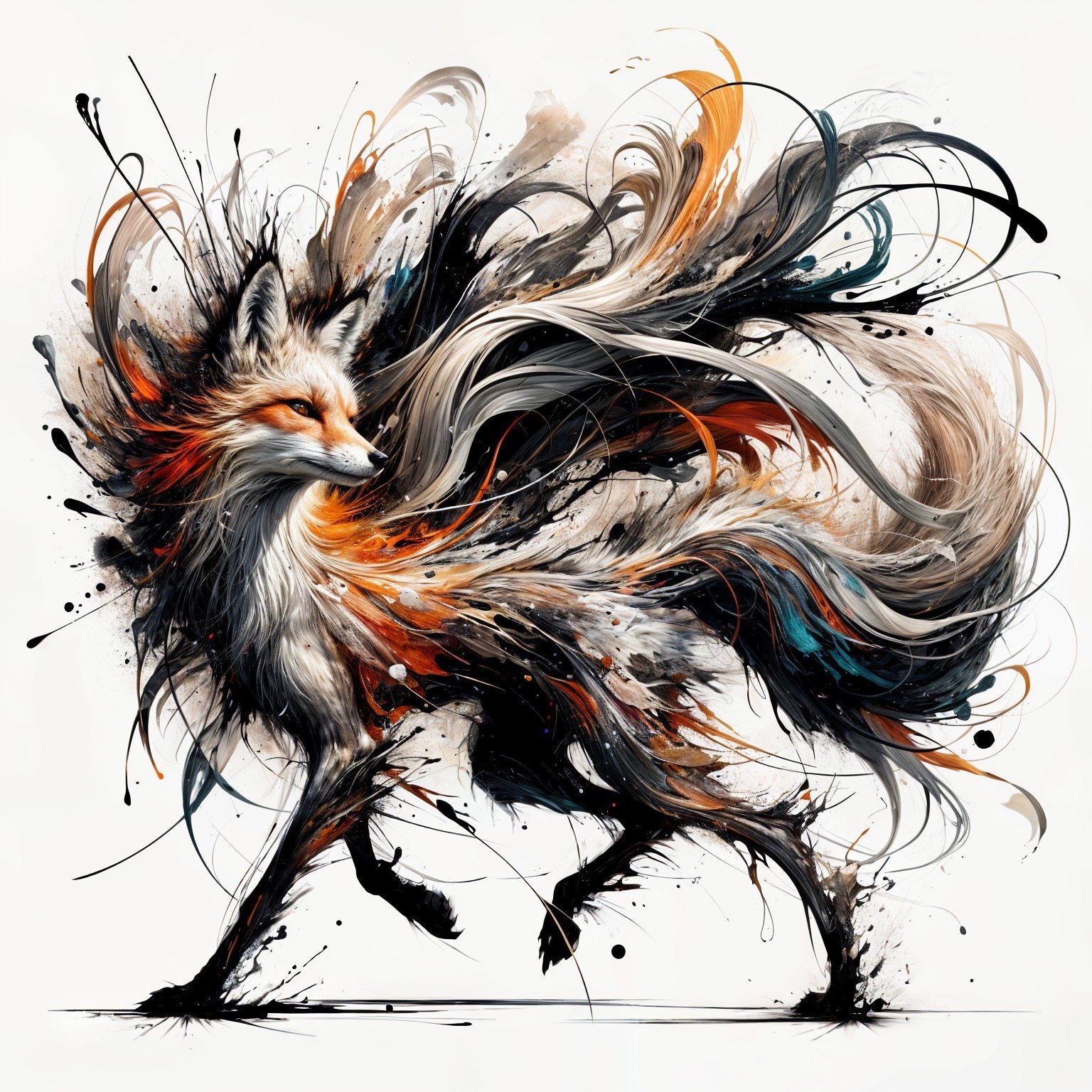 Vibrant Illustration of a Dynamic Fox in Motion