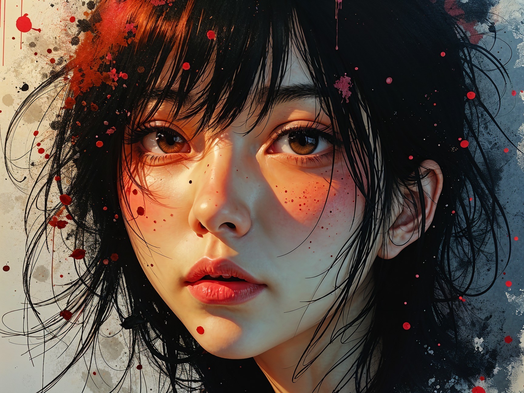 Portrait of a Young Woman with Expressive Features