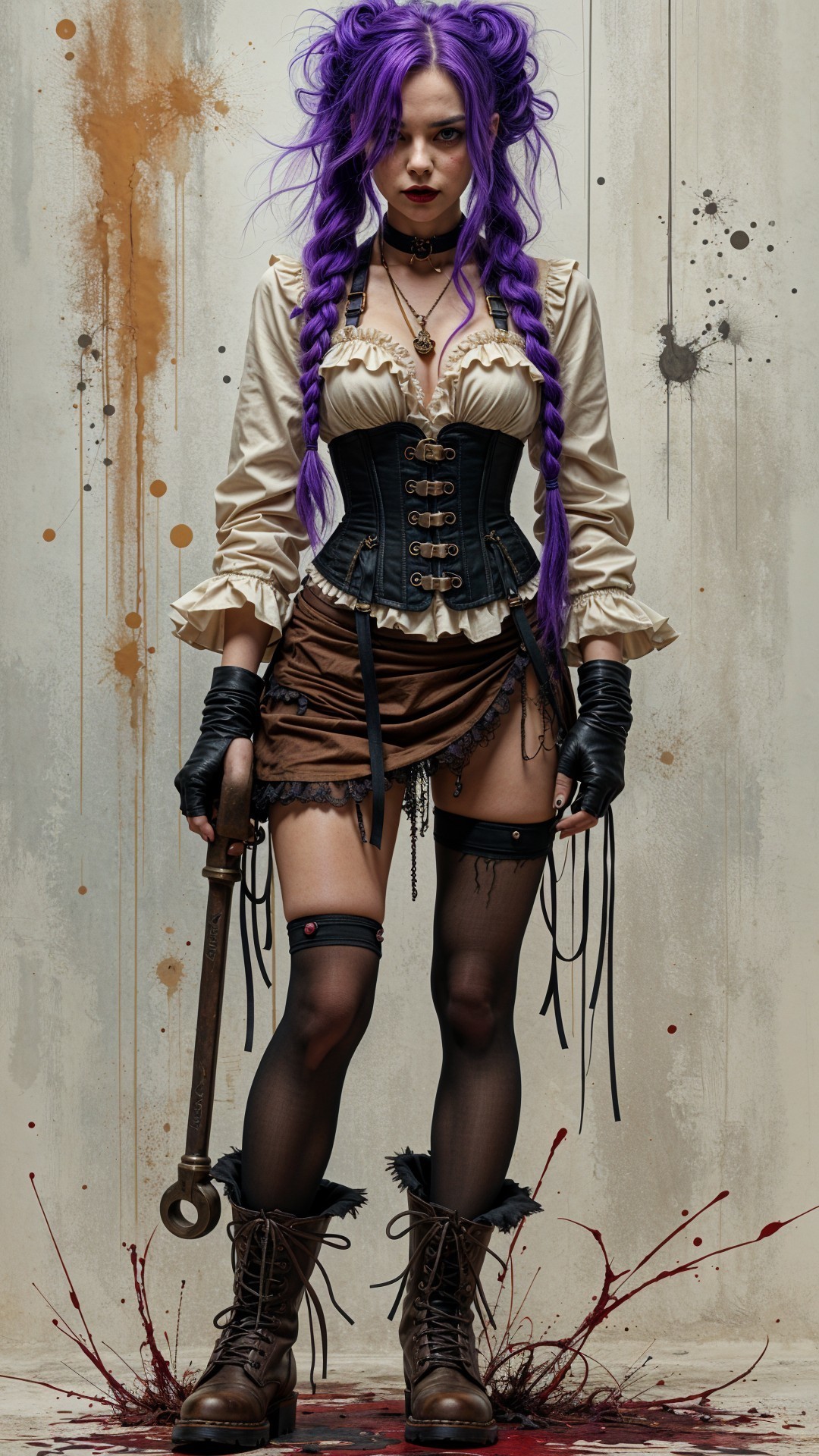 Character with Purple Braids and Edgy Fashion Style