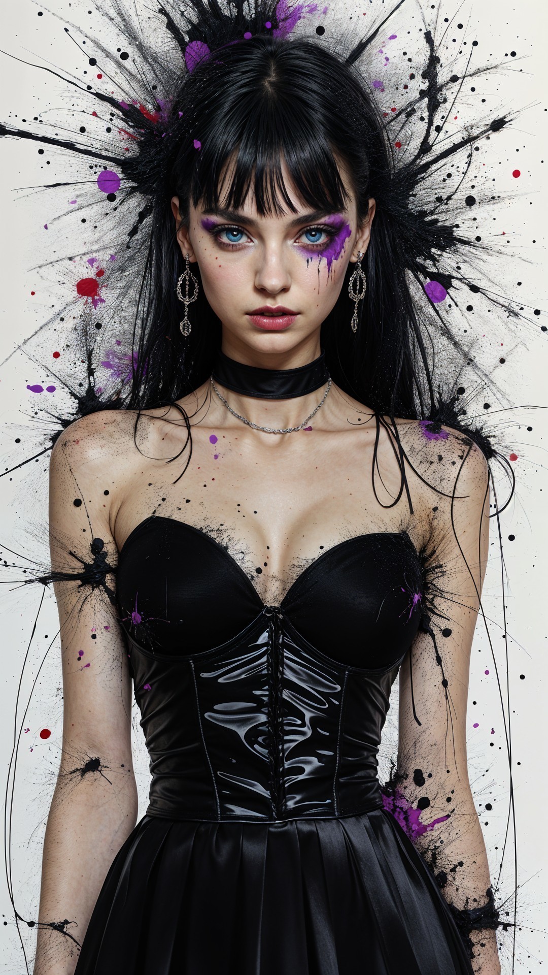 Dramatic Portrait of Model in Black Corset and Skirt